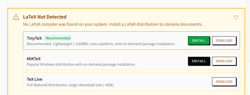 One-click LaTeX setup with auto package installation