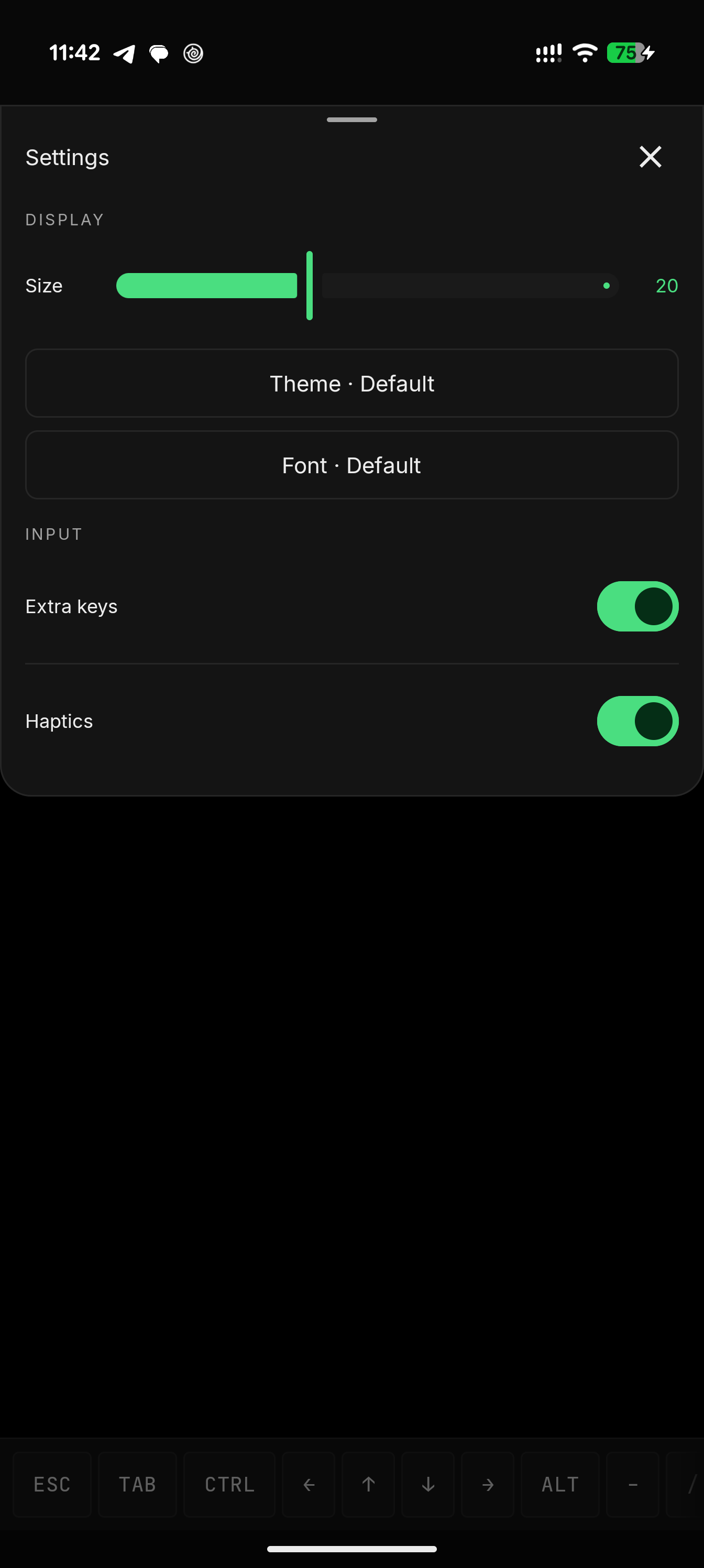 Terminal Quick Settings with themes and fonts