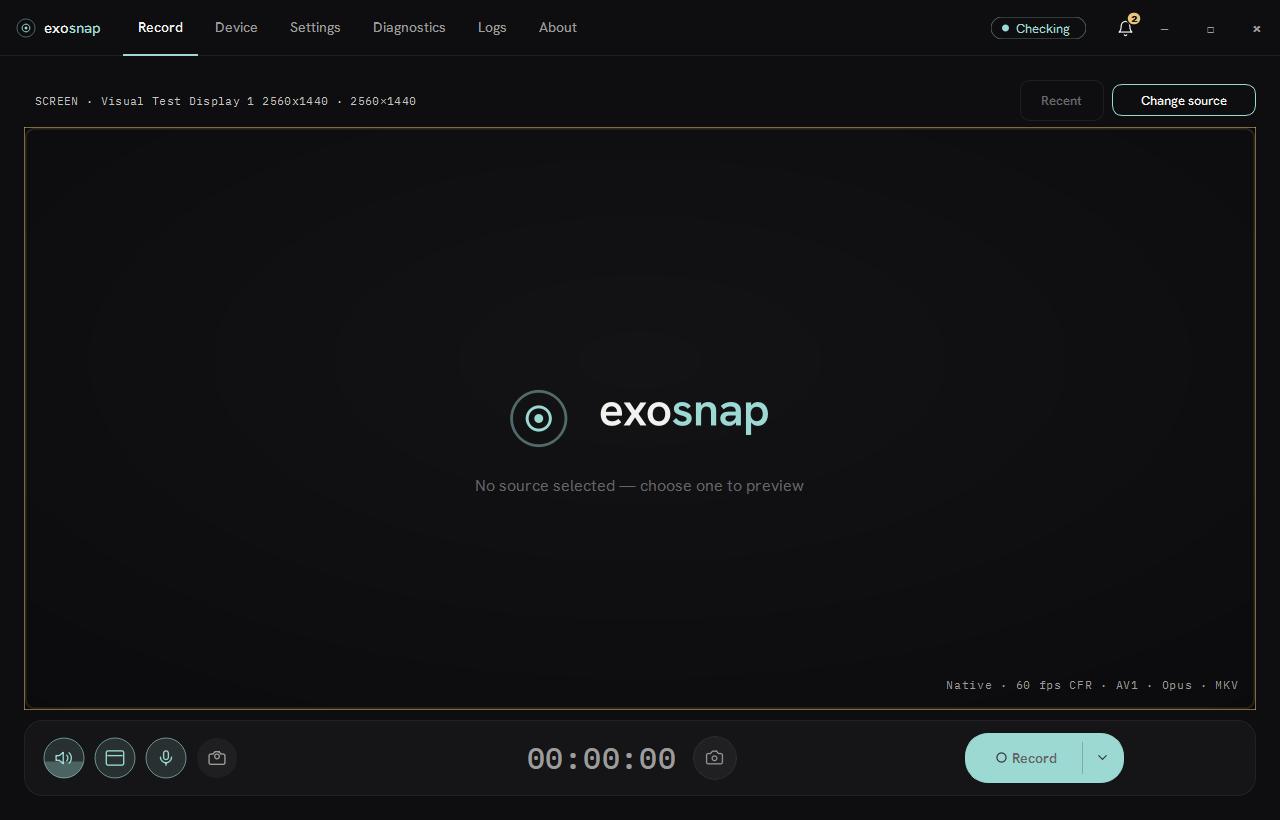ExoSnap Record page