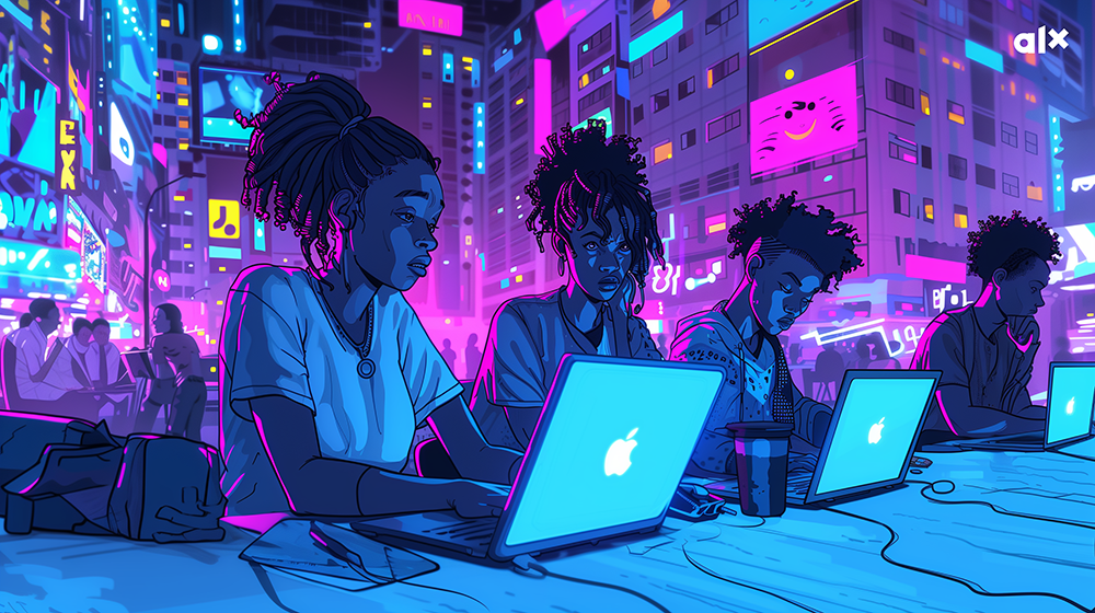 Young Africans working on computers