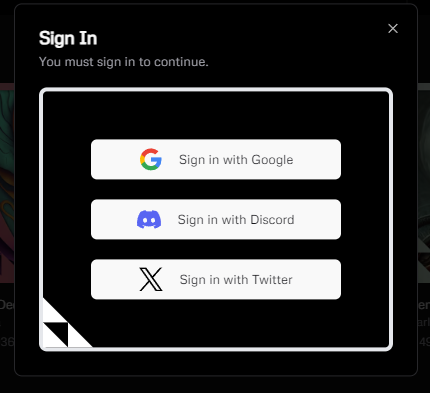 Sign in screen to create an account at Udio