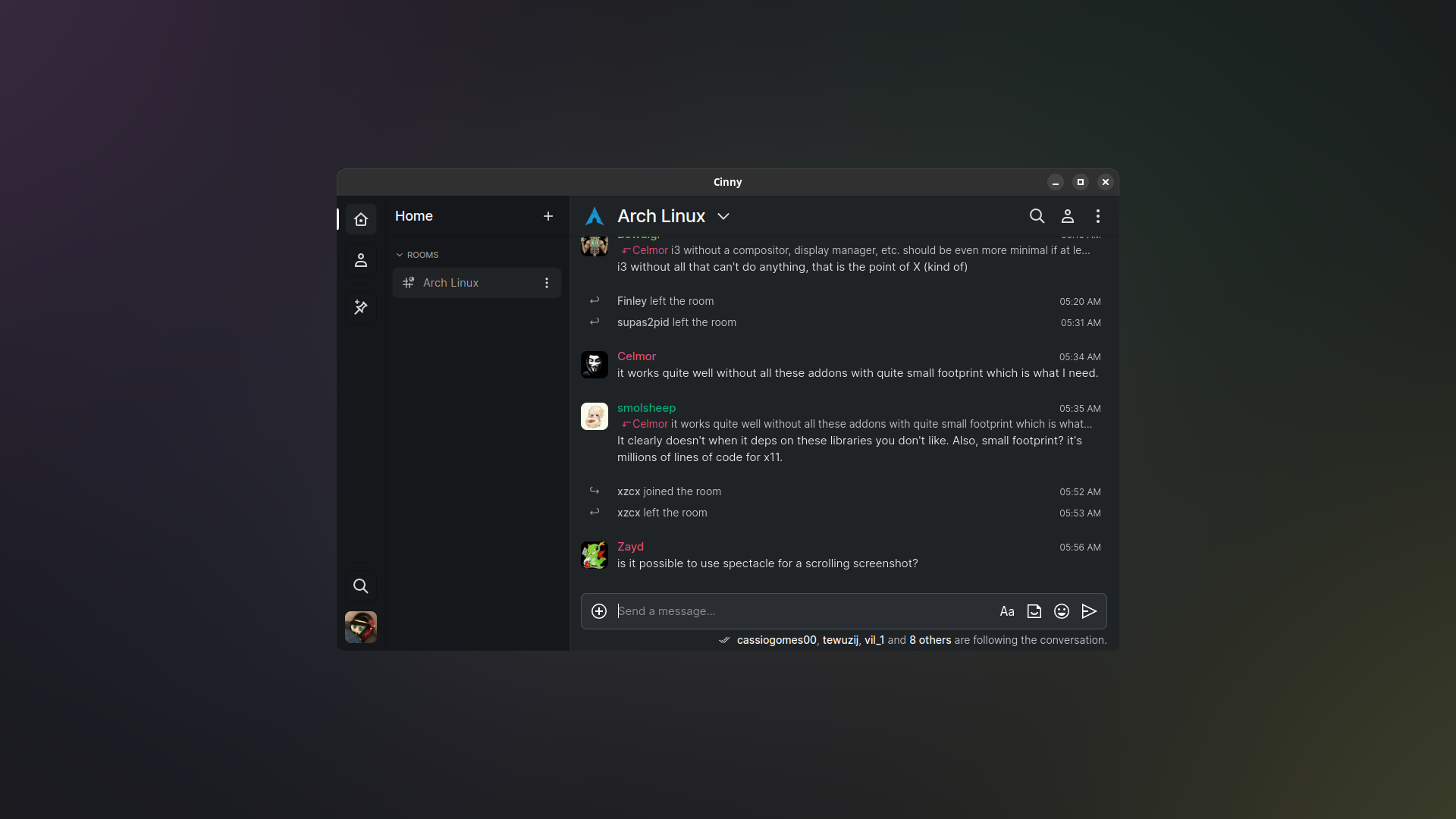 Cinny Desktop on GNOME 45