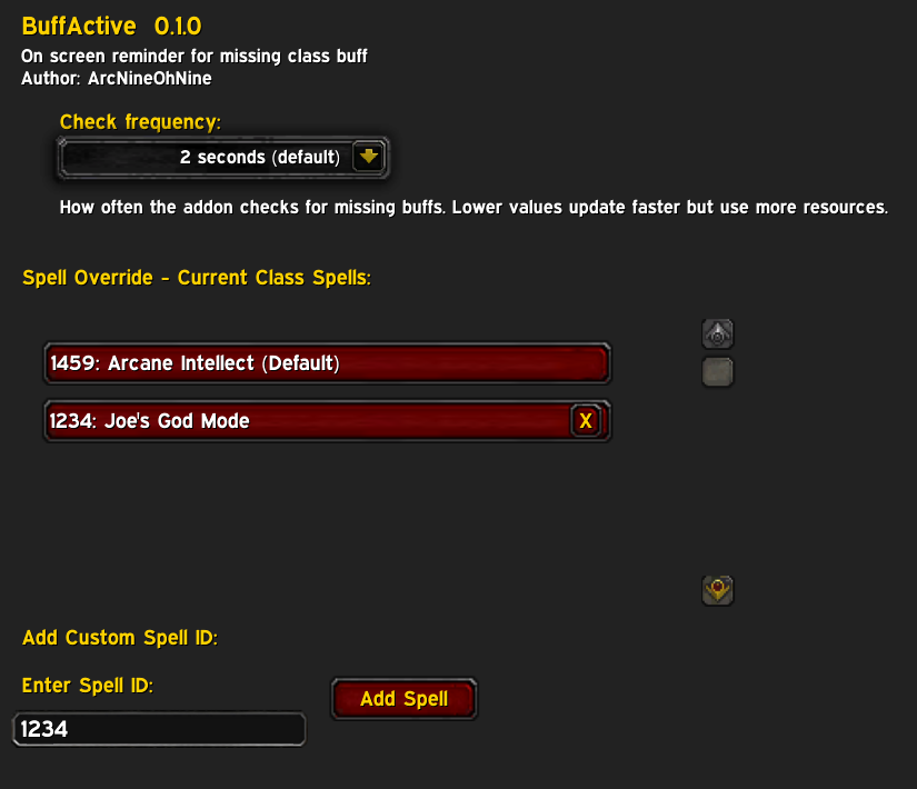 Screenshot: BuffActive UI