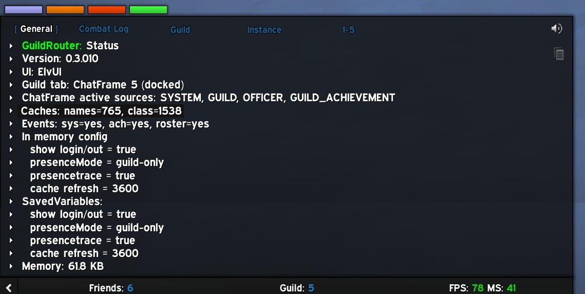 Screenshot: GuildRouter status