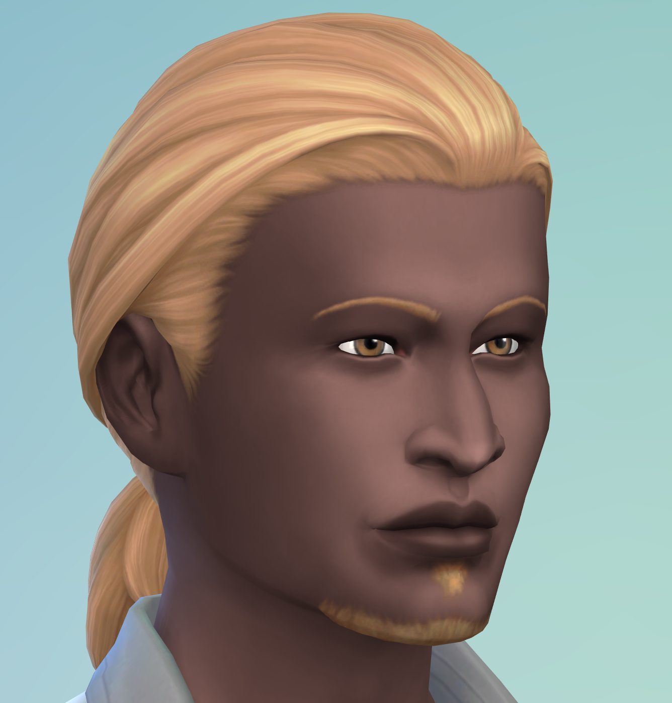 Dark skin, blond hair