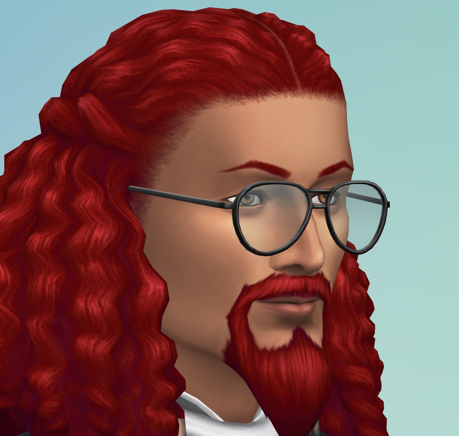 Dark skin, red hair
