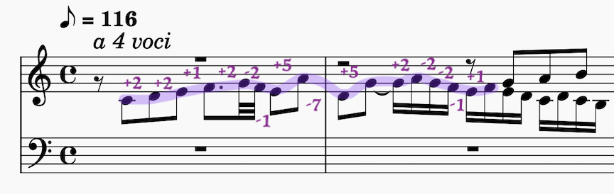 WTC fugue 1 subject intervals