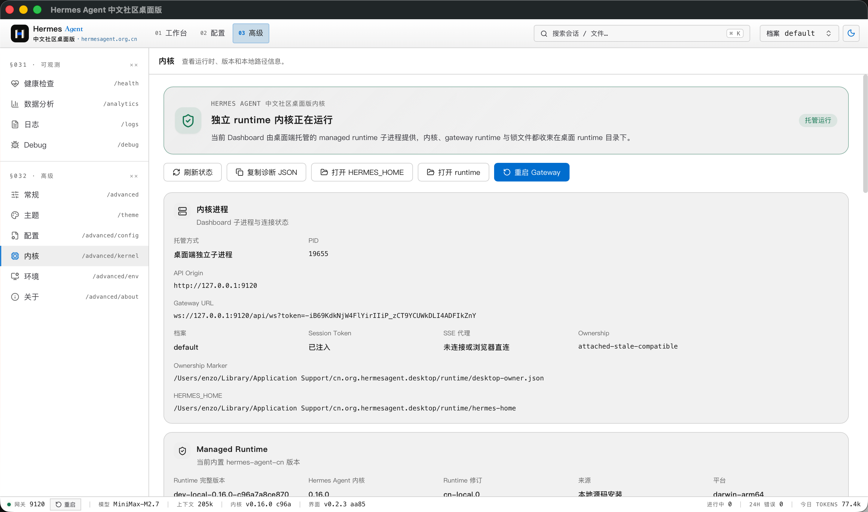 运行时诊断页面