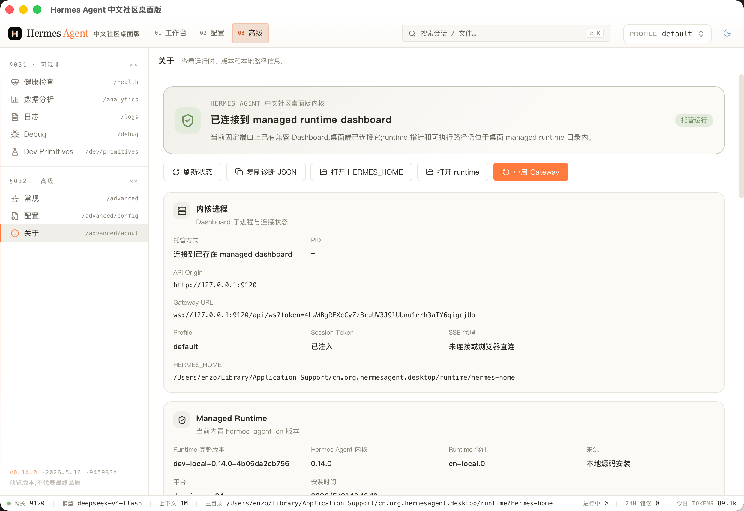 运行时诊断页面