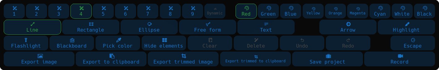 Demonstration of the tool bar