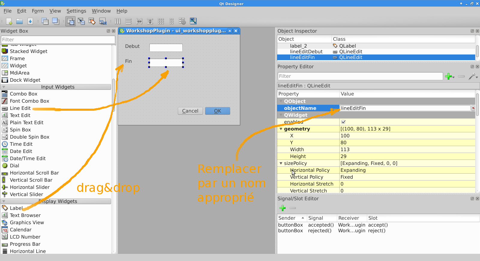 Modifier l'interface graphique