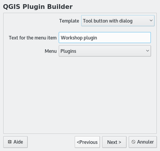 Plugin Builder, étape 3