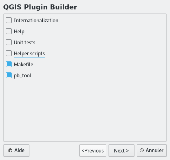 Plugin Builder, étape 4