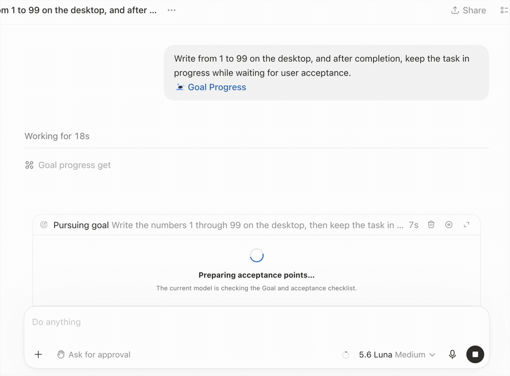 Goal Progress preparing the acceptance checklist