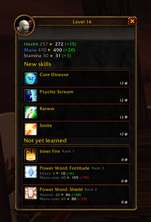 Level 14 with new skills and missed ranks