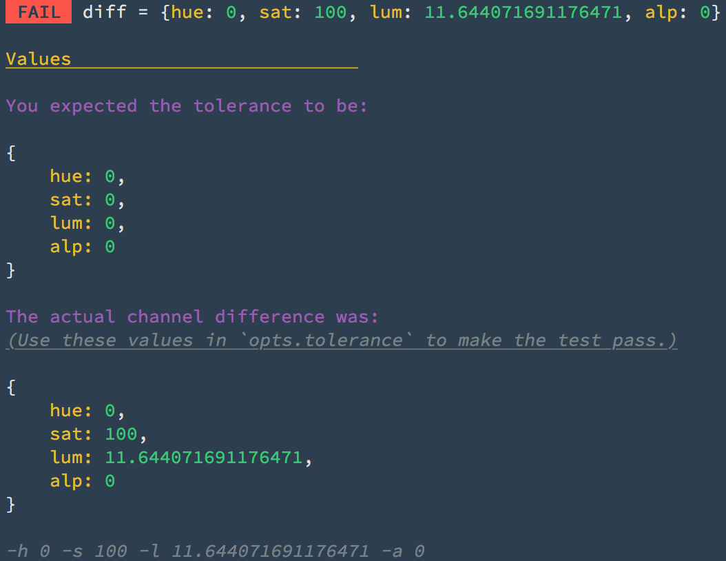 Test details in the Terminal