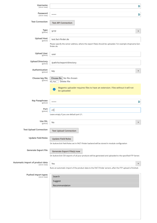 Data Transfer Settings Data Transfer Settings