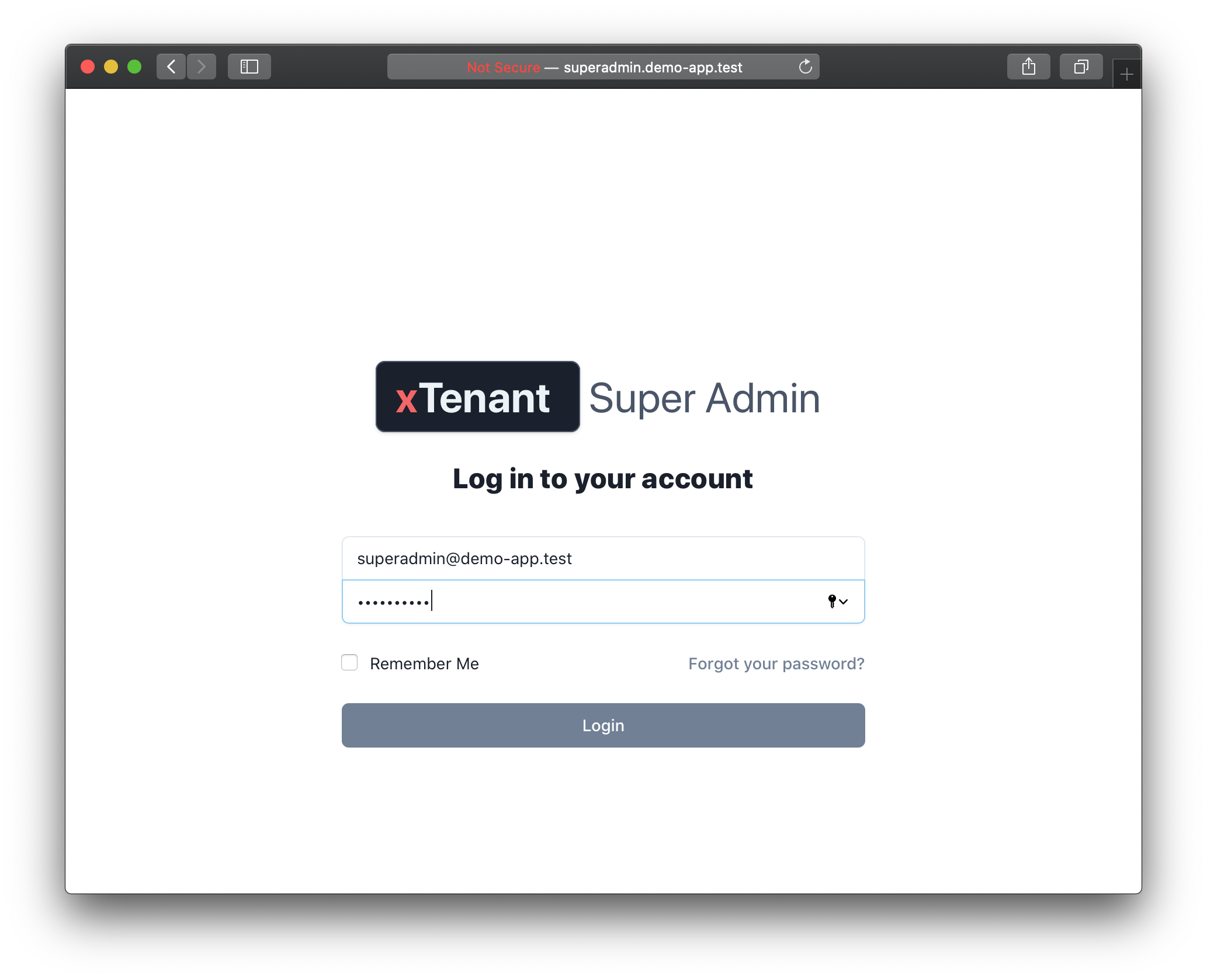 xTenant SuperAdmin Login via Web Interface