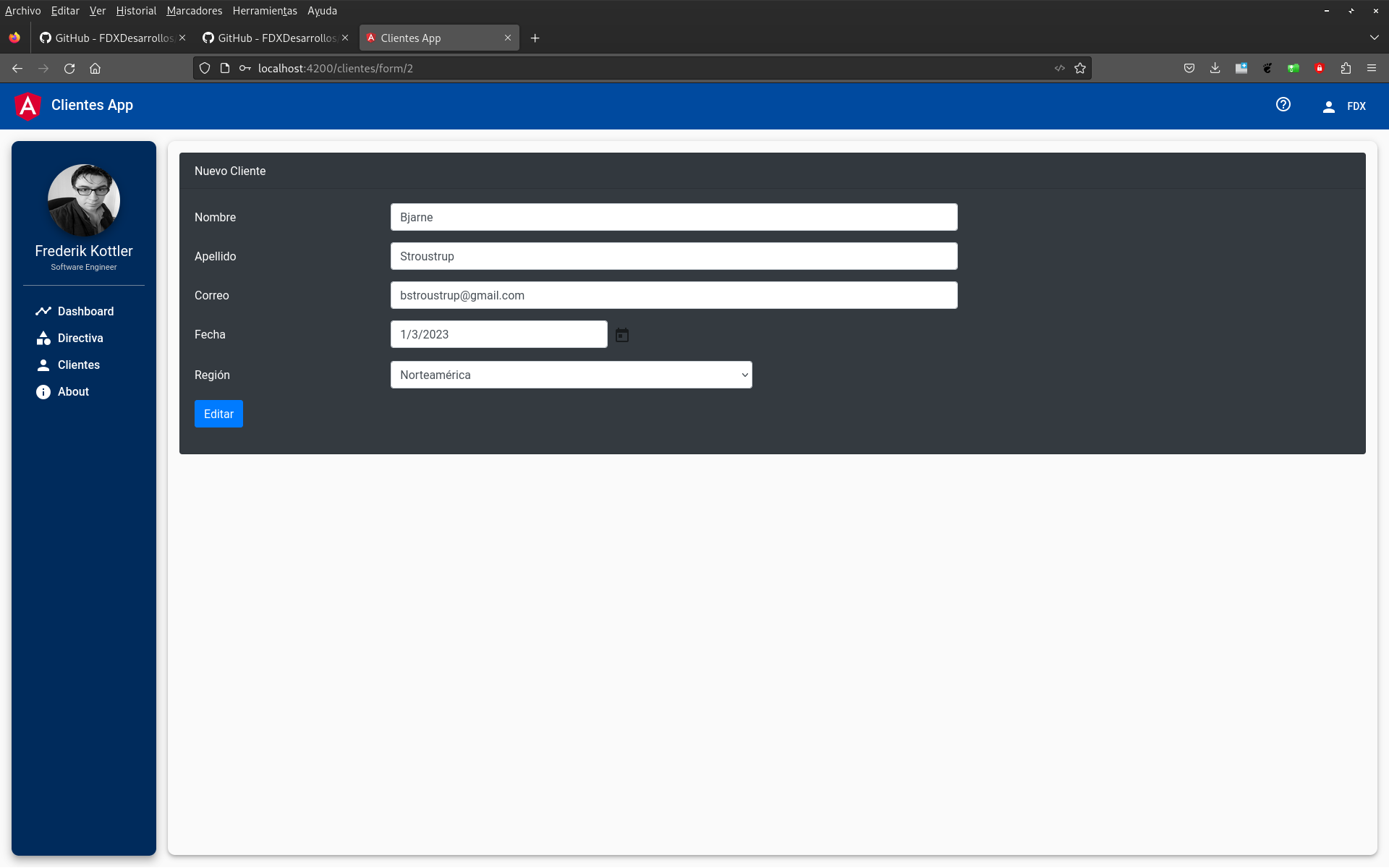 GitHub - FDXDesarrollos/clientes-app: Aplicación FrontEnd de Clientes y ...