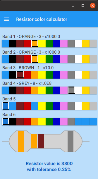 Resistor color bands screen