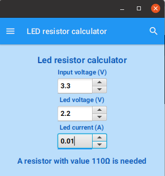 LED resistor value screen