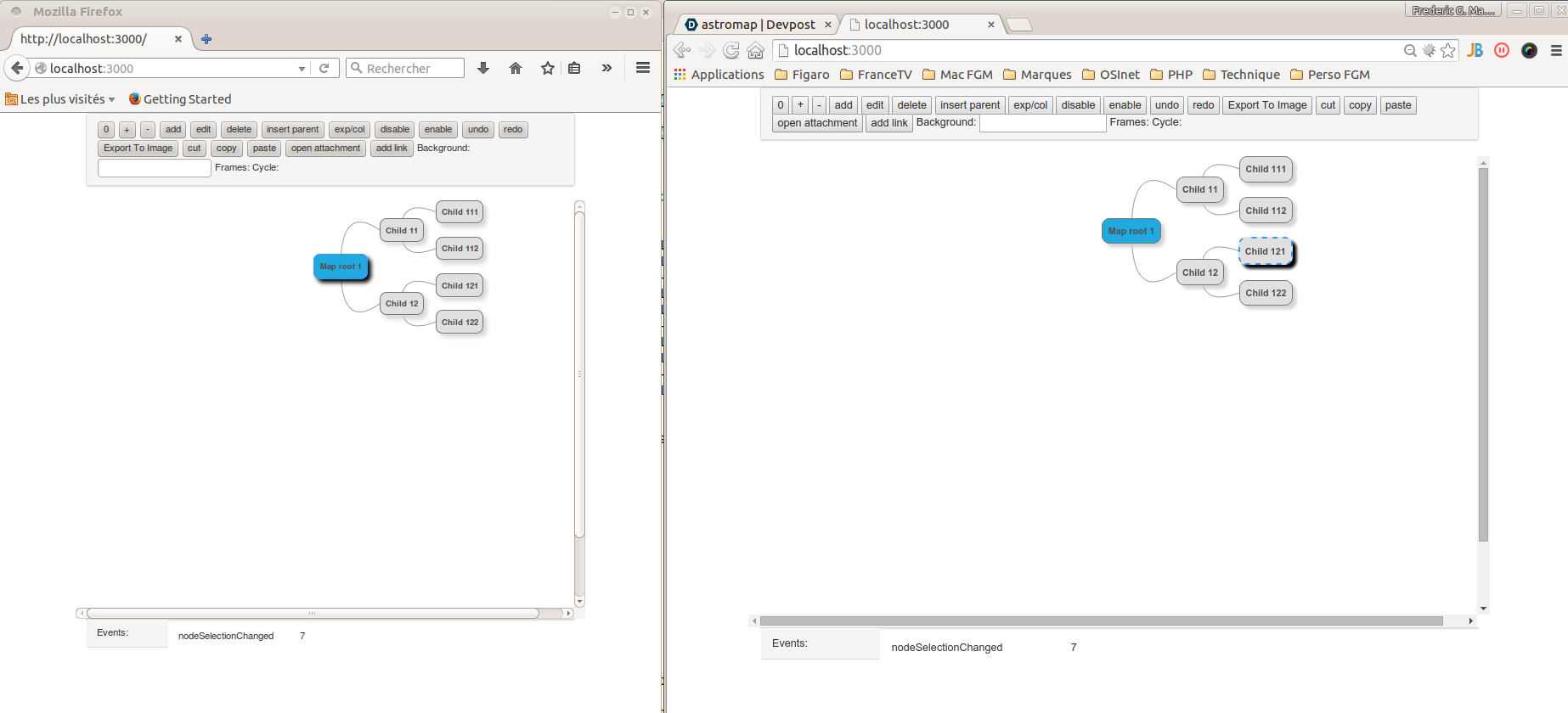 Last screenshot: two synced browsers