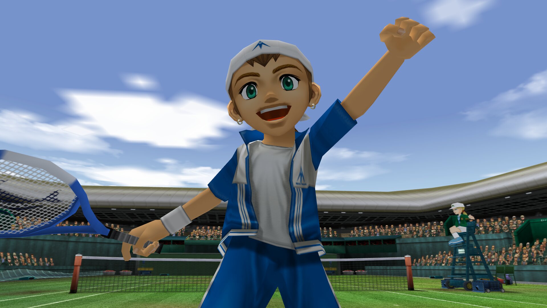 A player celebrating a point