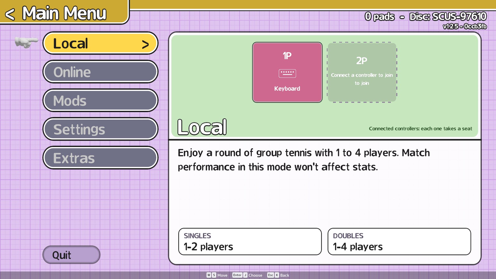Main menu