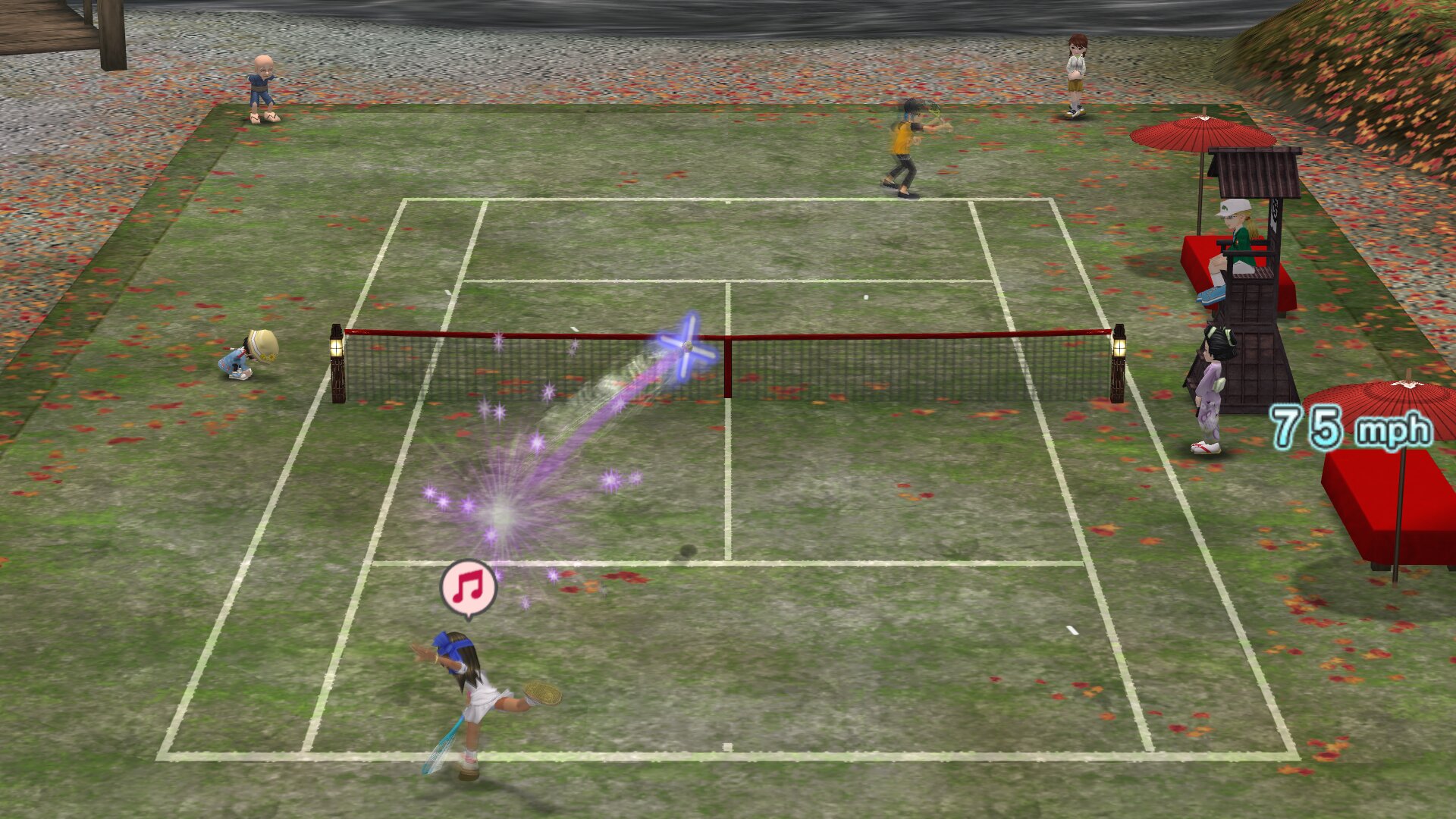 A rally on an autumn court