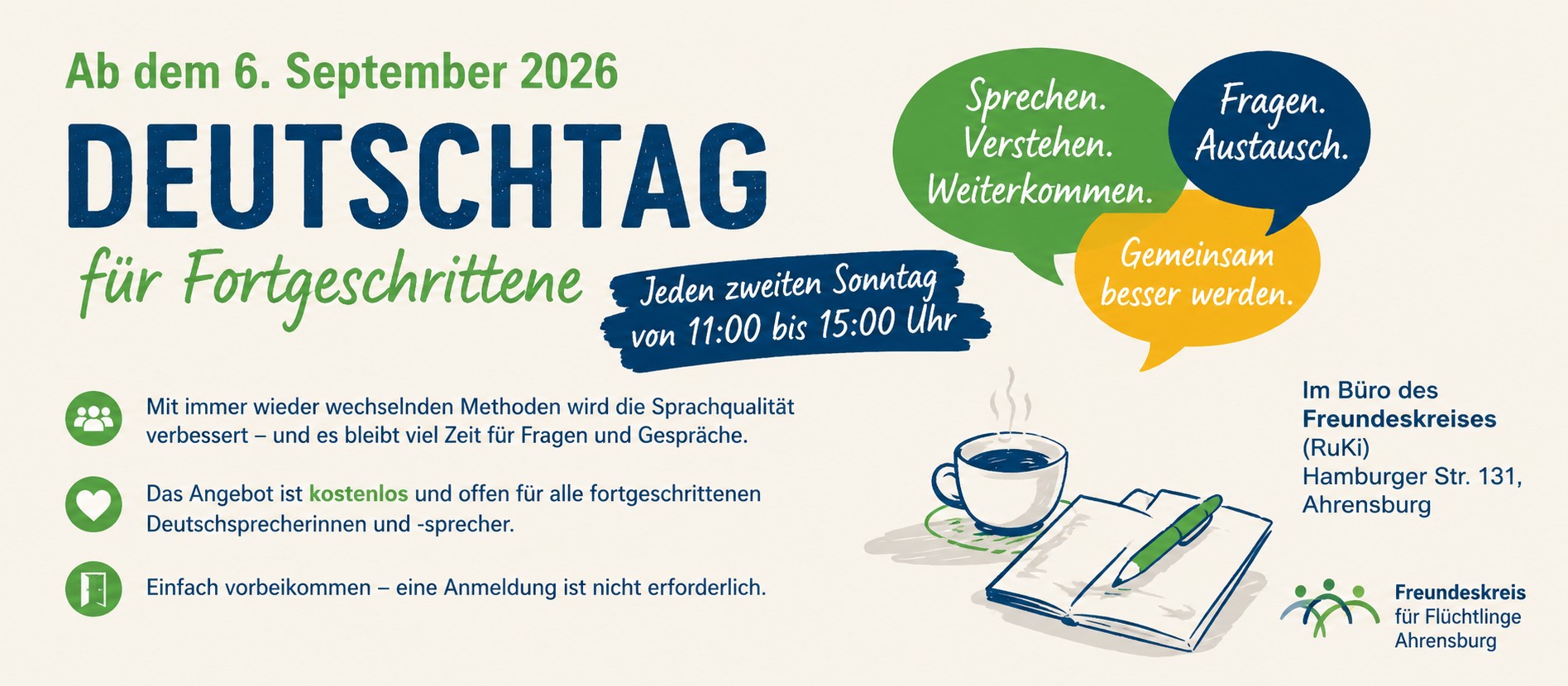Neu: Deutschtag für Fortgeschrittene – jeden zweiten Sonntag im RuKi
