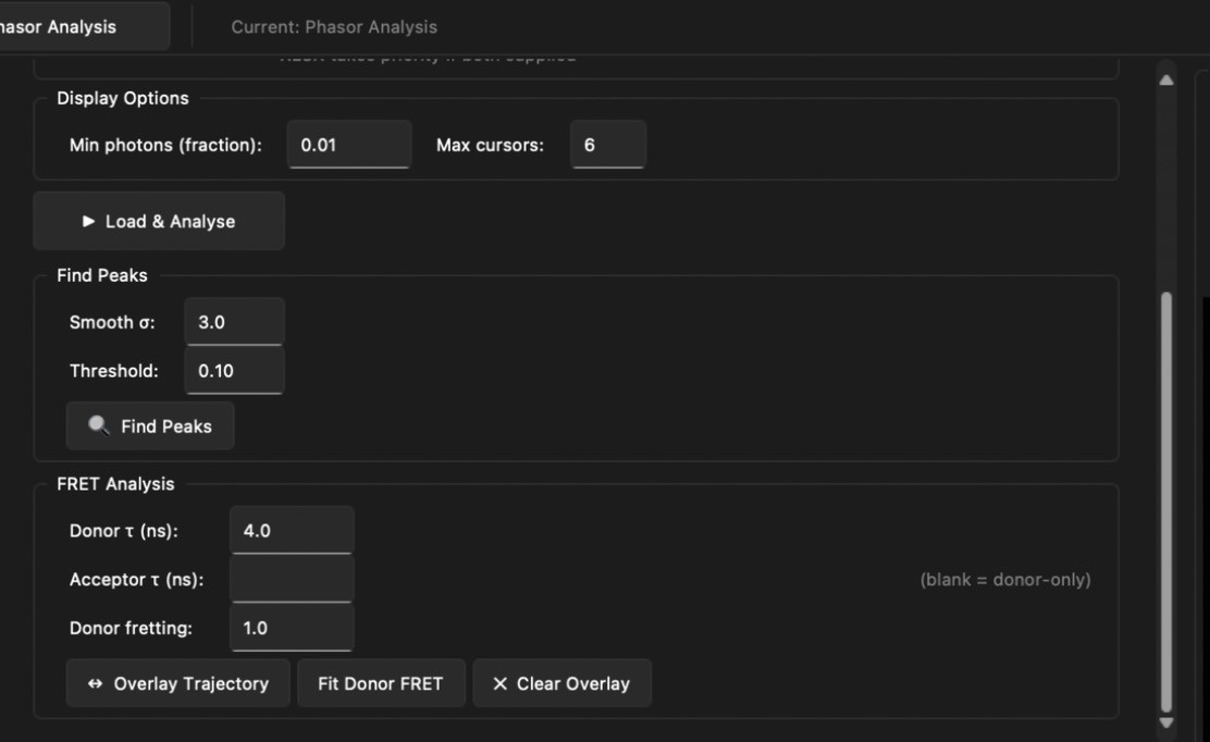 Find Peaks and FRET settings