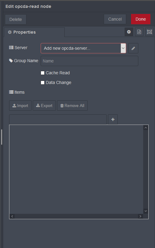 OPC DA read node