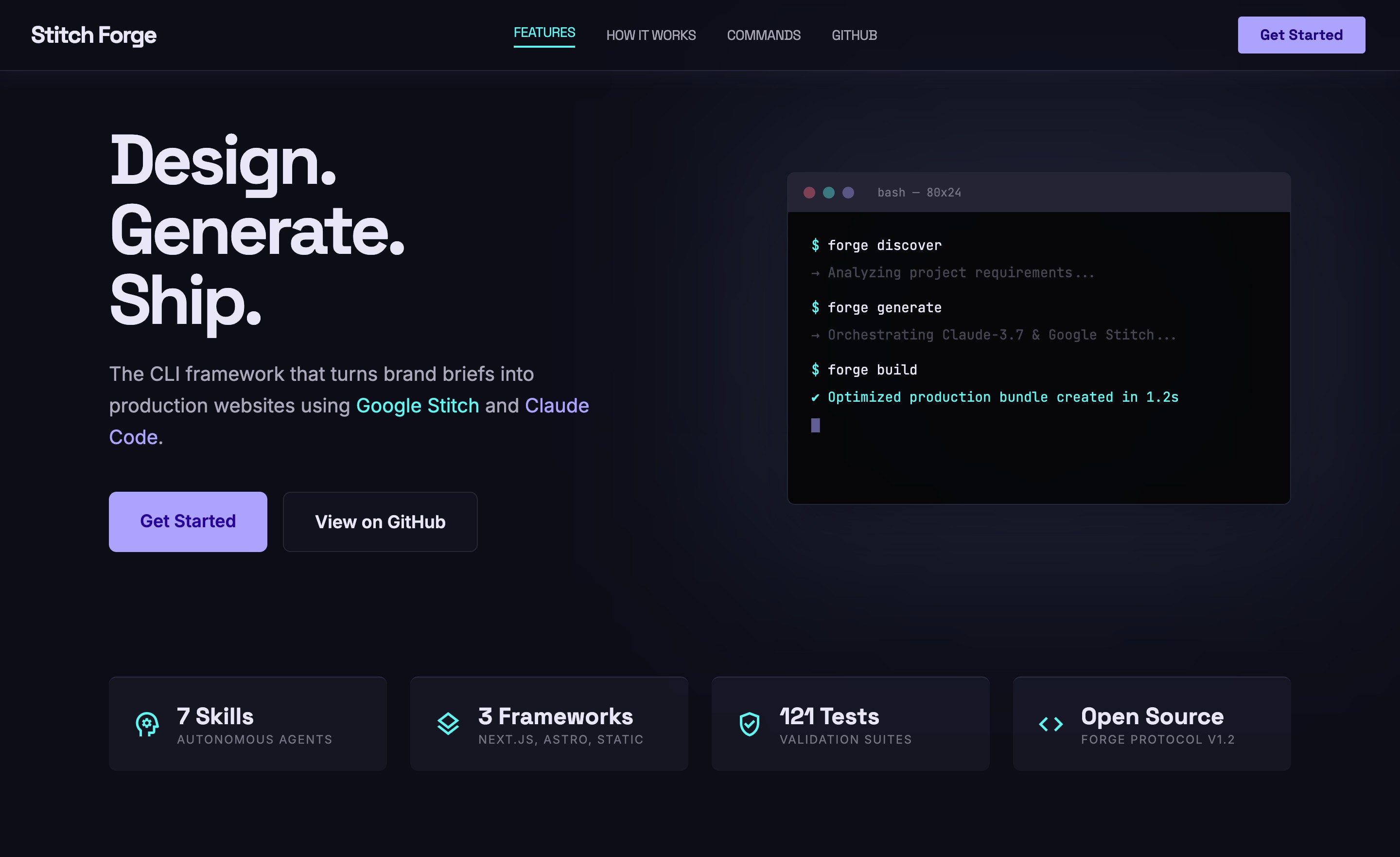 Stitch Forge — AI-generated landing page