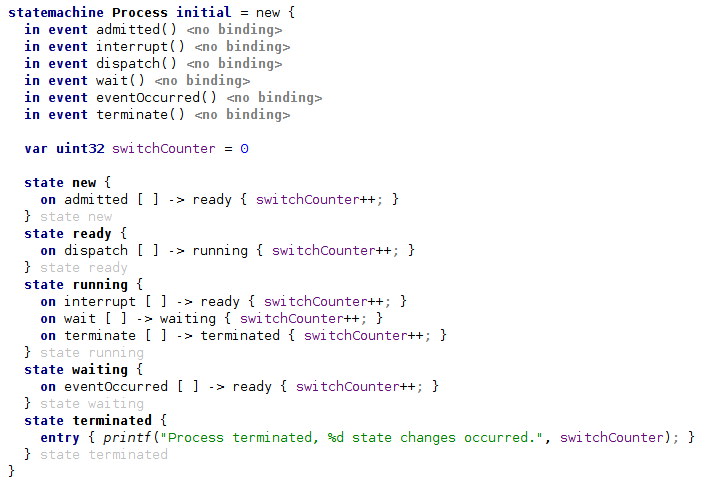 My state machine code