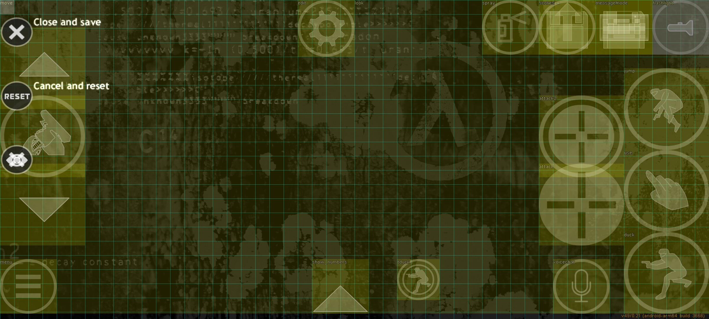 The Xash3D FWGS touch controls layout editor window