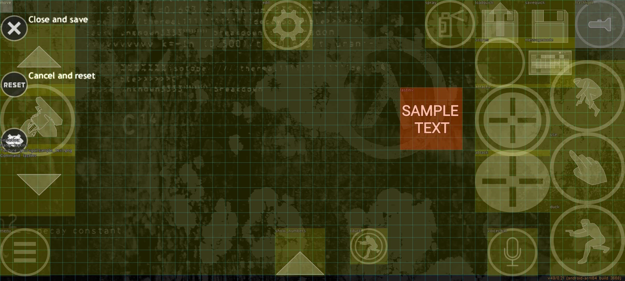 The custom touch button as displayed in the touch layout editor