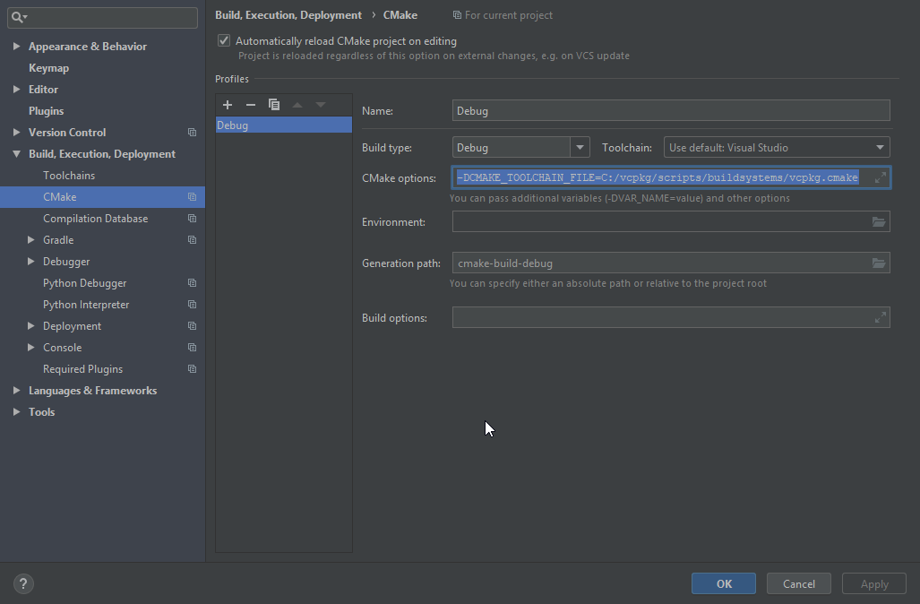 Clion environment/toolchain