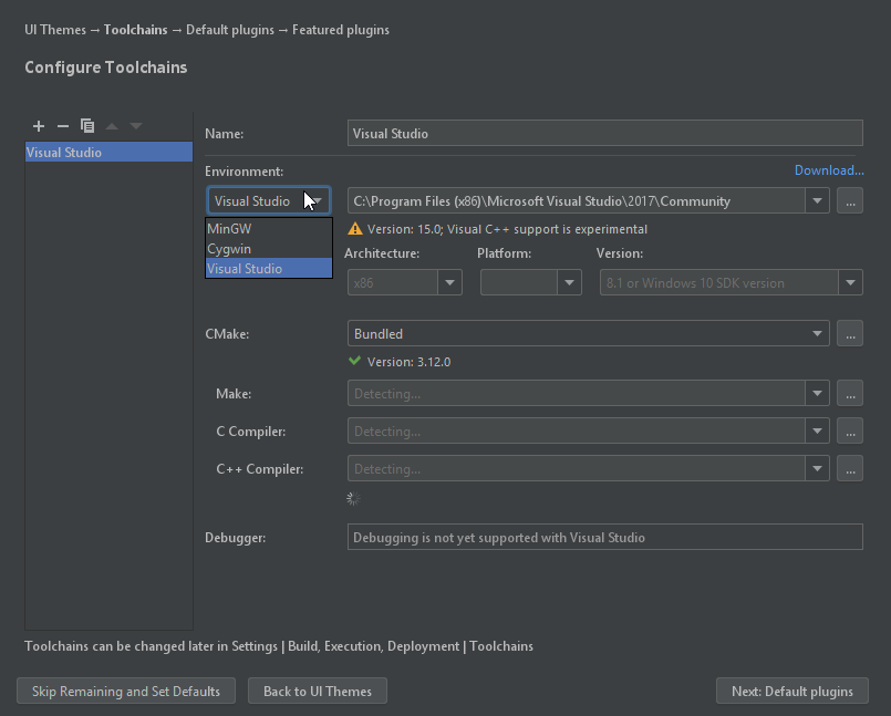 Clion Environment/toolchain