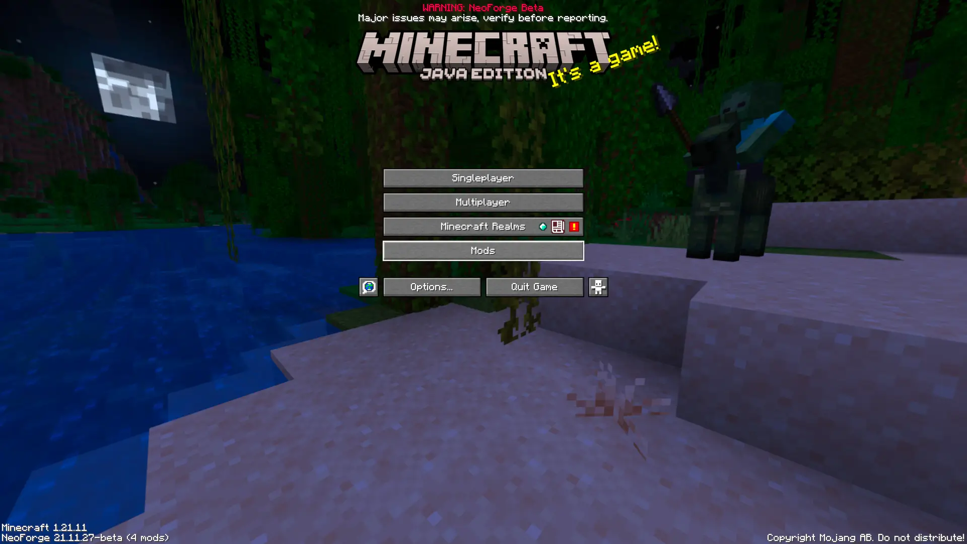 Minecraft main menu