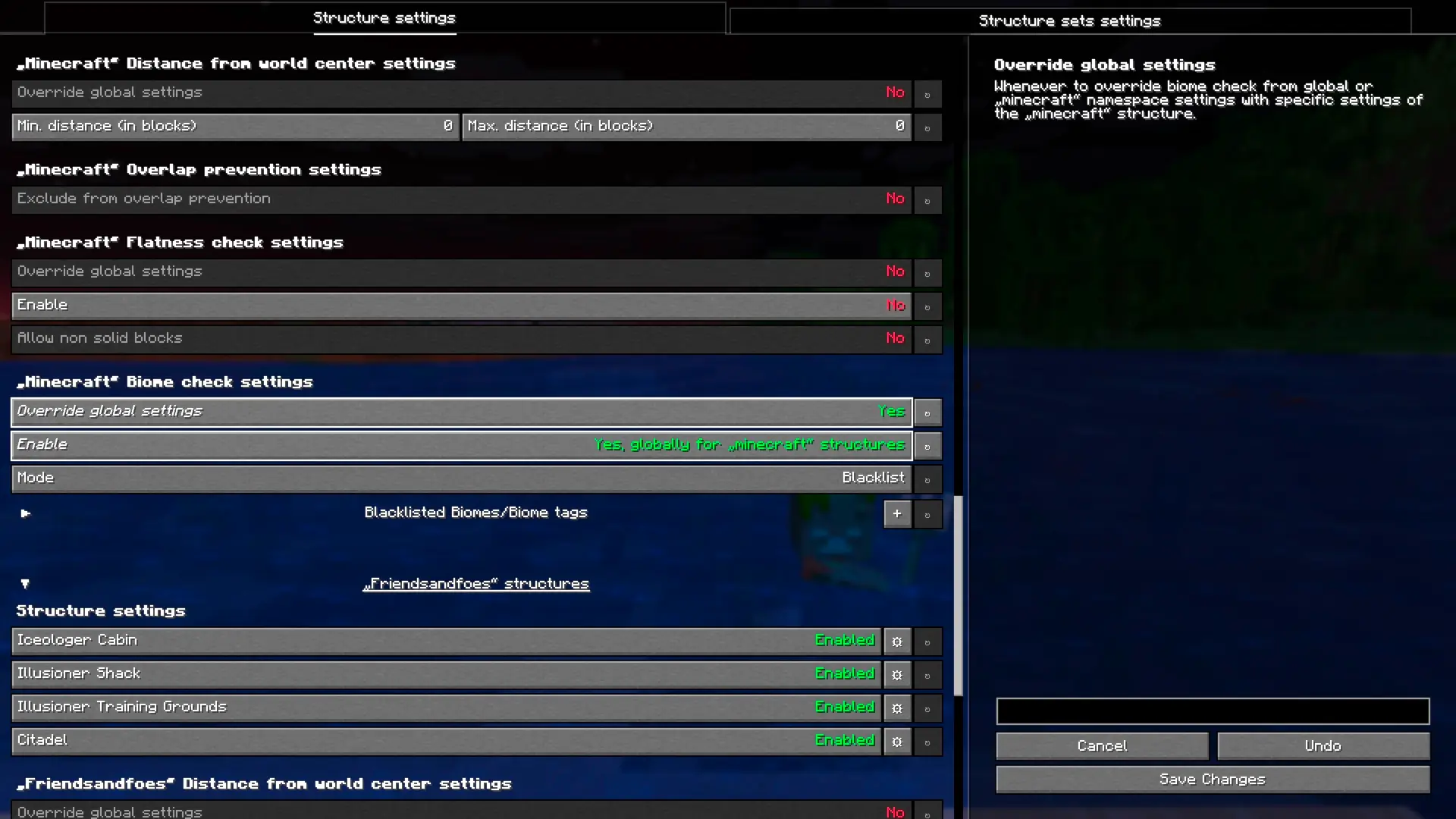 Enabling Biome Check for structure namespace
