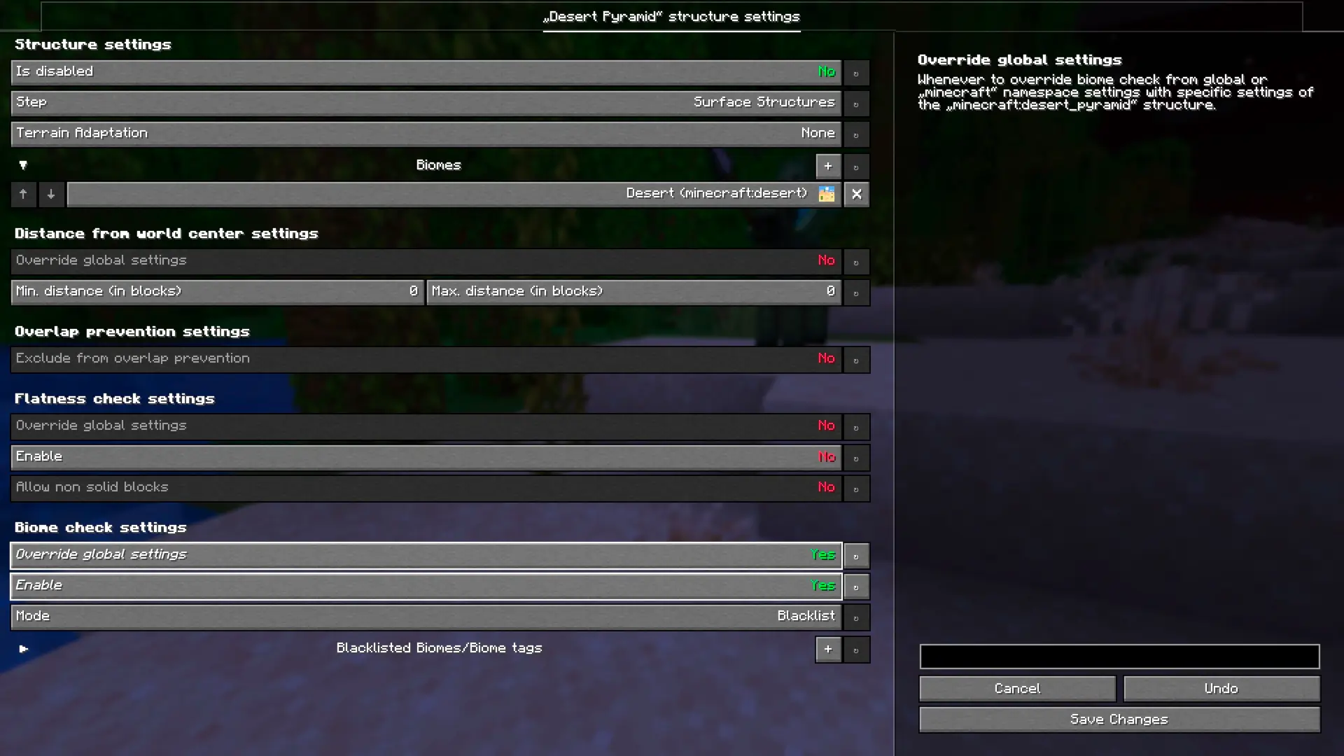 Enabling Biome Check for specific structure