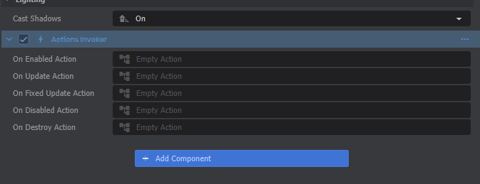 Available actions in an Actions Invoker component.
