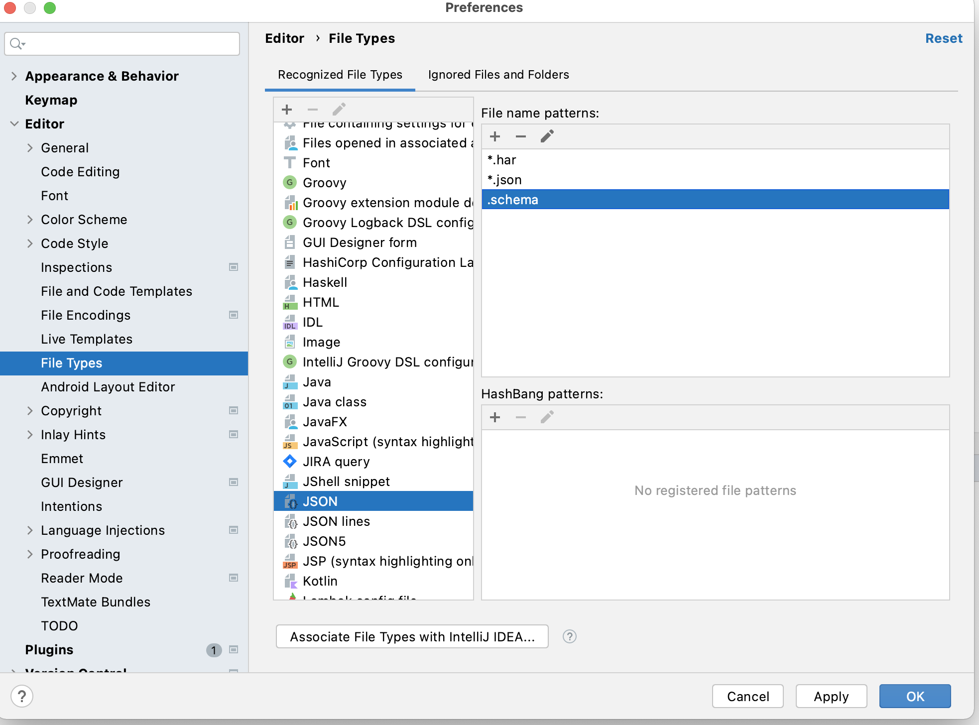 IntelliJ Idea Filetypes