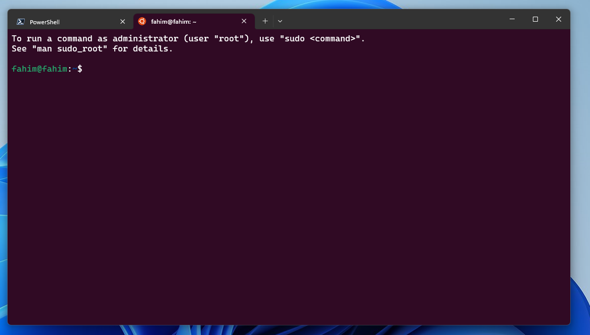 start Ubuntu
