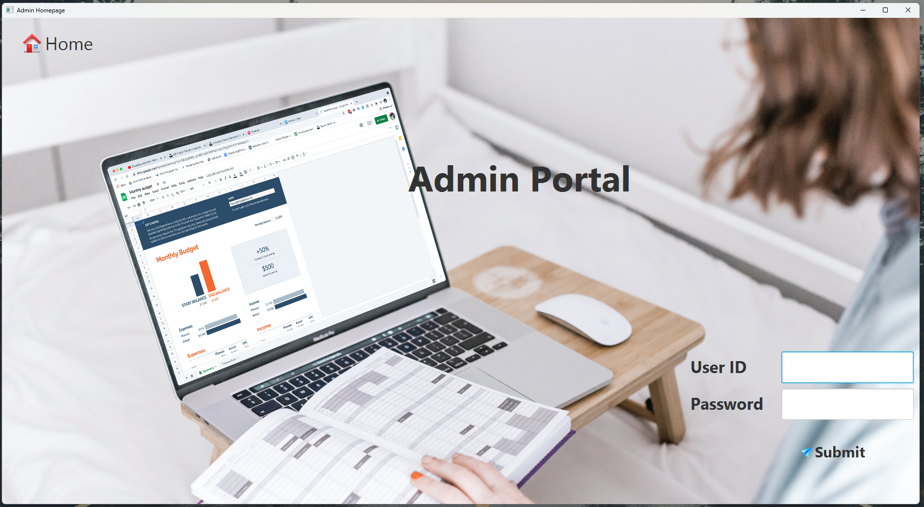 admin portal homepage