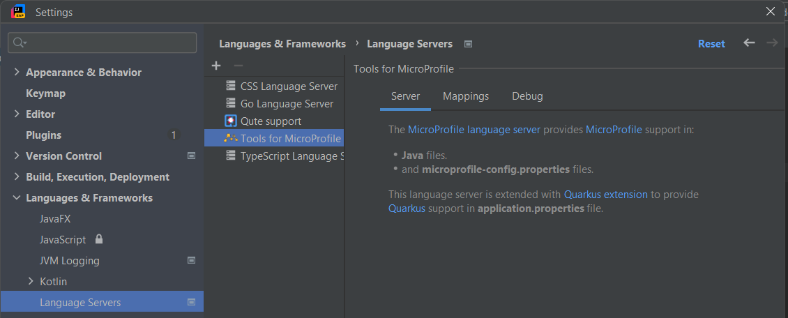 Language Server preferences