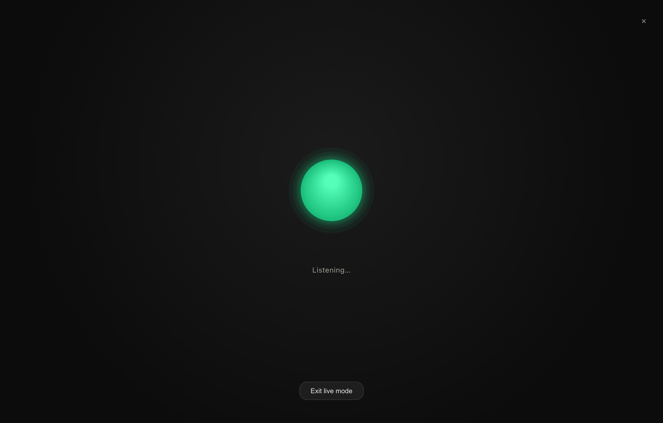Live voice mode — an animated orb for continuous, hands-free conversation
