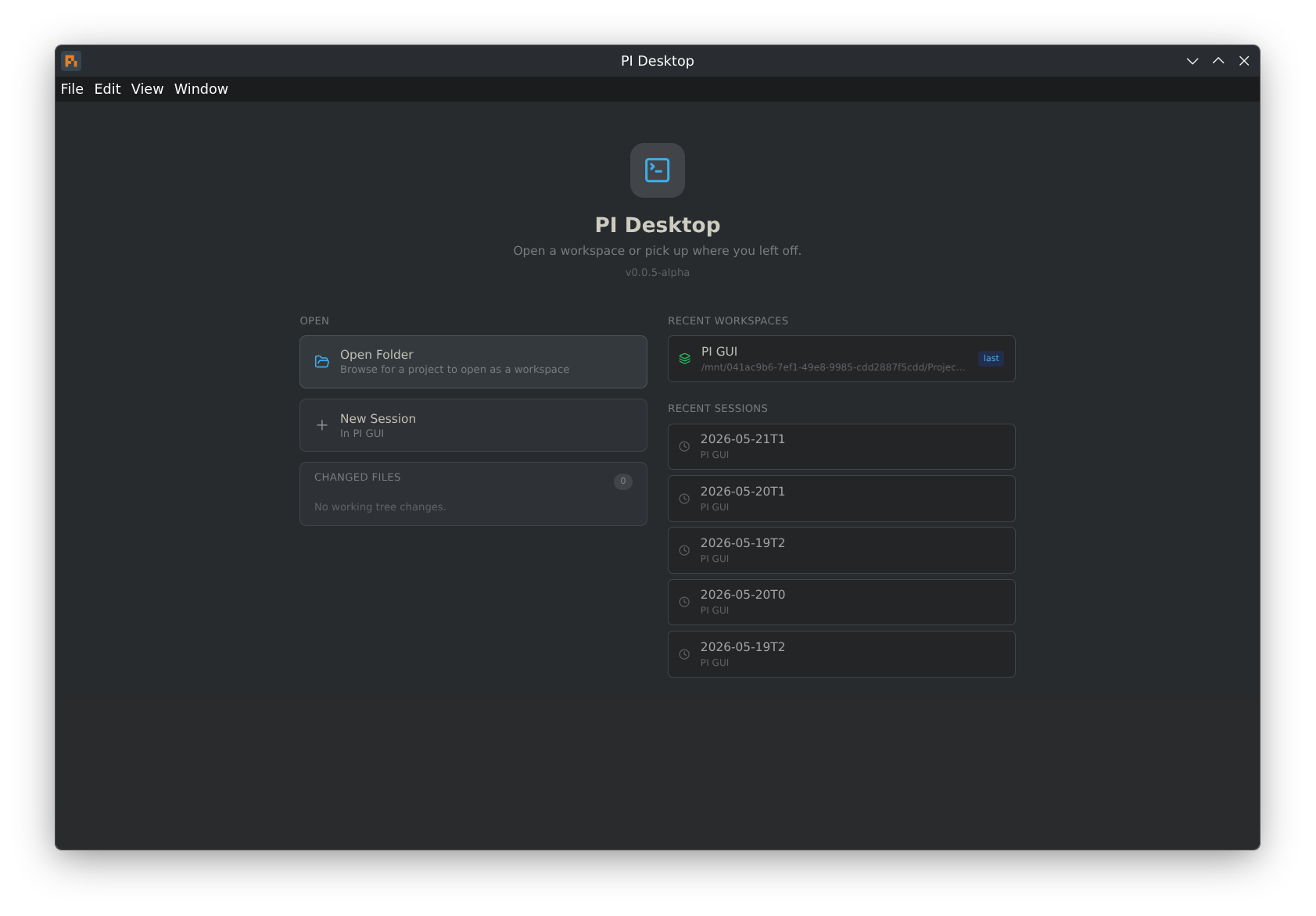 PI Desktop — Home launcher screen