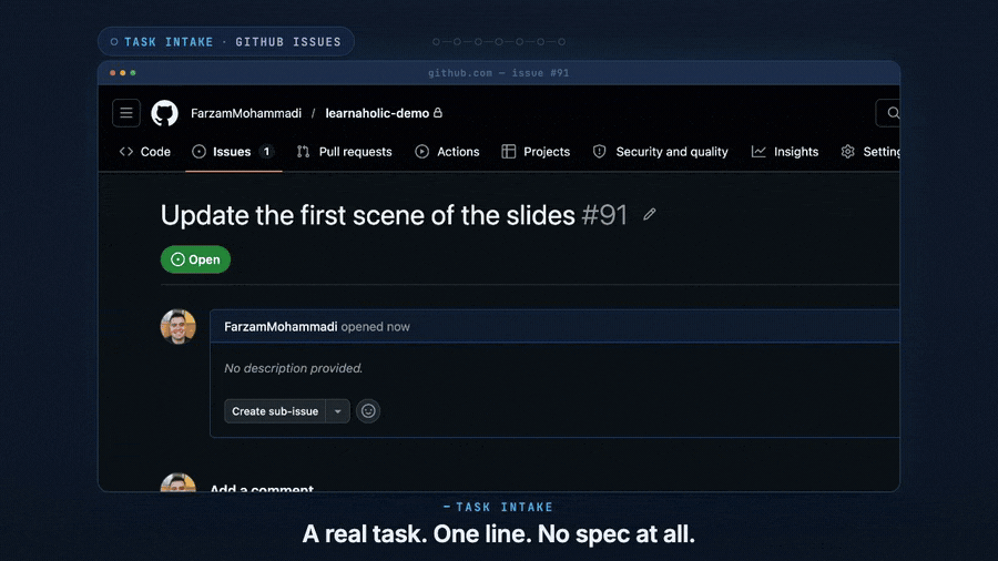 The Engineer taking a one-line GitHub issue to a merged pull request, autonomously