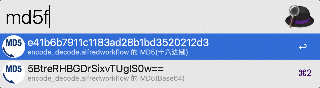 Alfred workflow md5 file